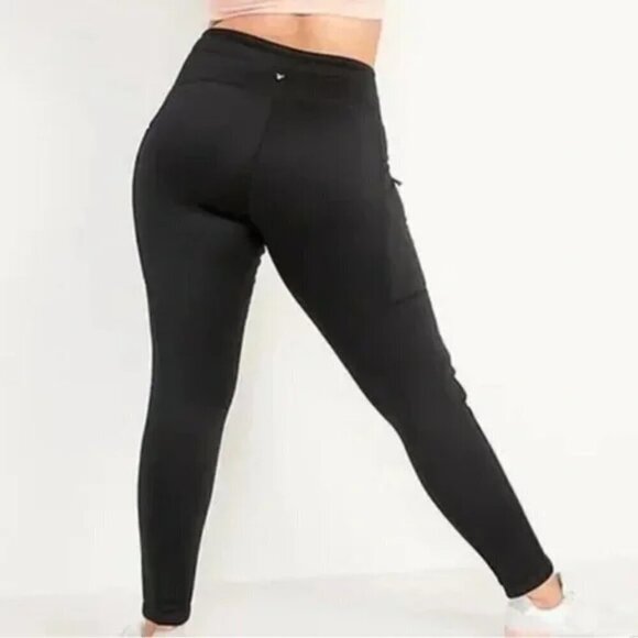 NWT - Old Navy High Rise Black Fleece Lined Zippered Side Pockets - size XXL - Picture 3 of 8